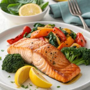 Pan Seared Salmon + Sautee Veggies